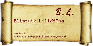 Blistyik Liliána névjegykártya